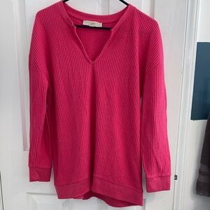 LOFT Women's Vibrant Pink V-Neck Sweater